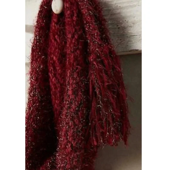 Anthropologie TinselKnit Scarf- Wine Merry Red - Picture 3 of 10